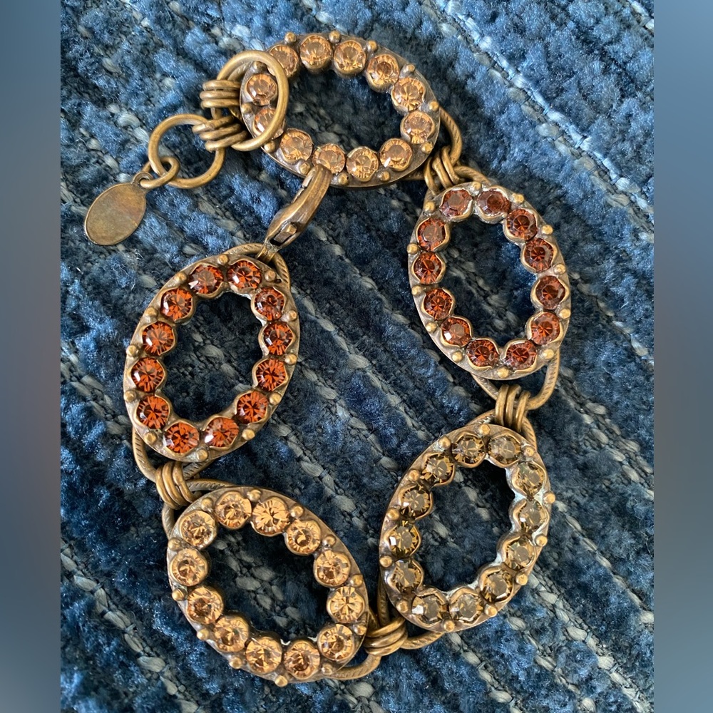 CHAMPAGNE TOPAZ SWAROVSKI CRYSTAL SIGNED SORRELLI BRACELET